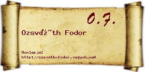 Ozsváth Fodor névjegykártya